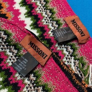 1641 Missoni Scarf and Beanie Hat set Pink Green White Gold